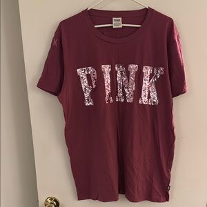 Victoria's Secret PINK lt burgundy Sequin T-Shirt